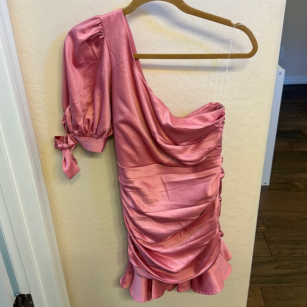 Hello Molly pink satiny cocktail dress